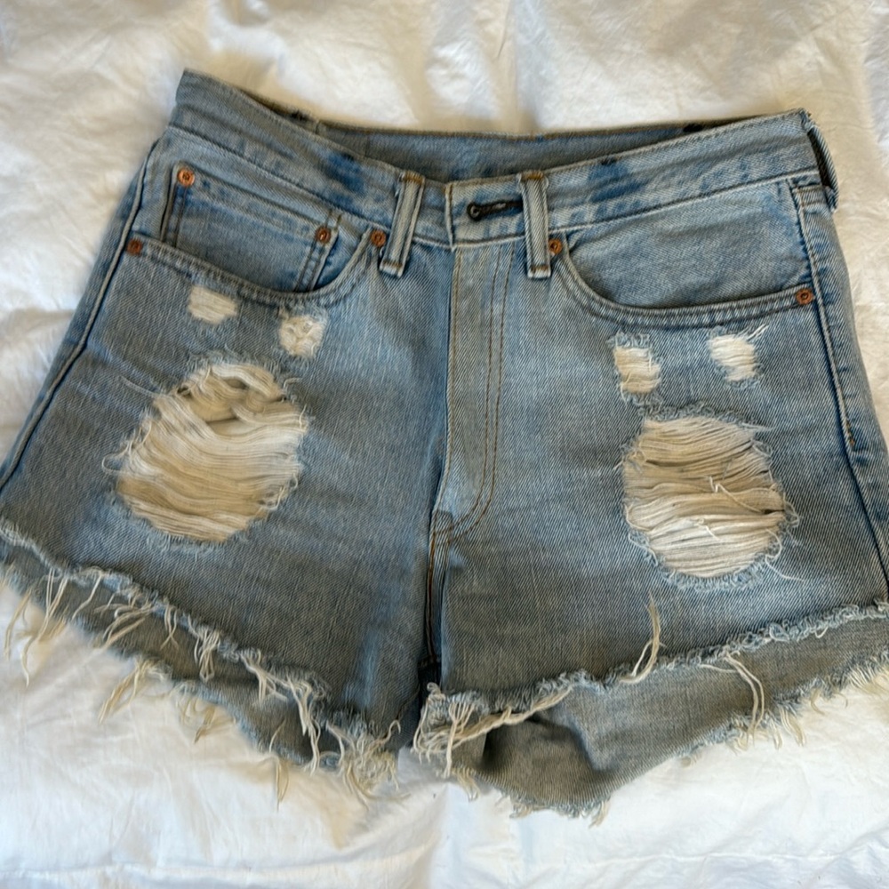 Levis 505 ripped denim cut off shorts